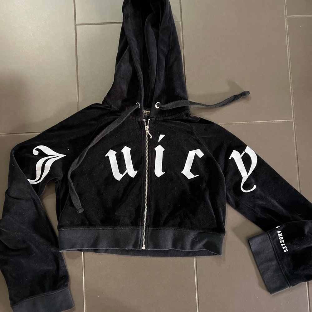 Excellent condition juicy couture hoodie velour XS black vintage
